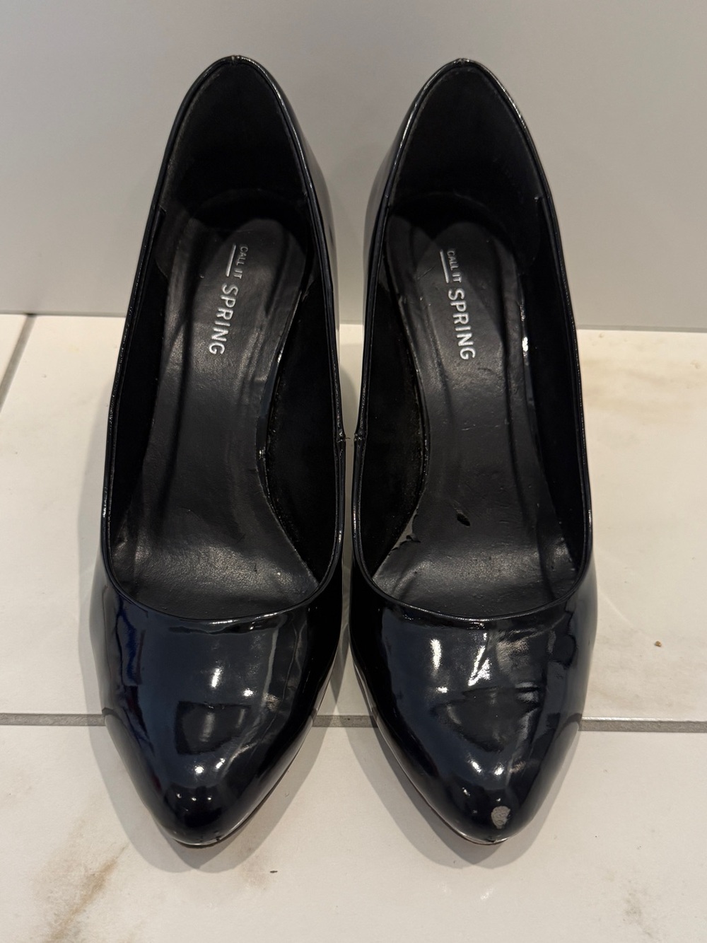 Call It Spring Black Patent Pointed Pumps with Gloss Finish